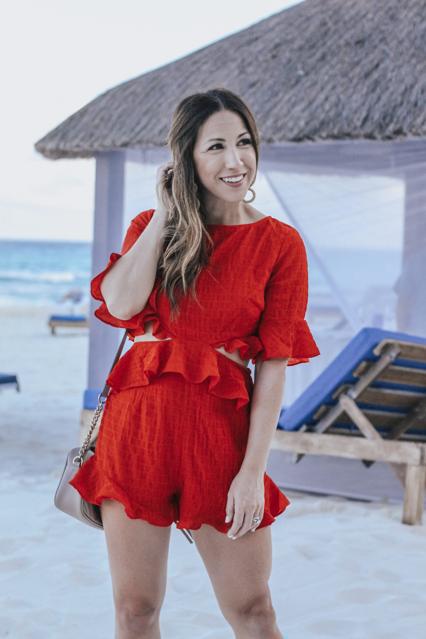 the perfect red romper for the holidays
