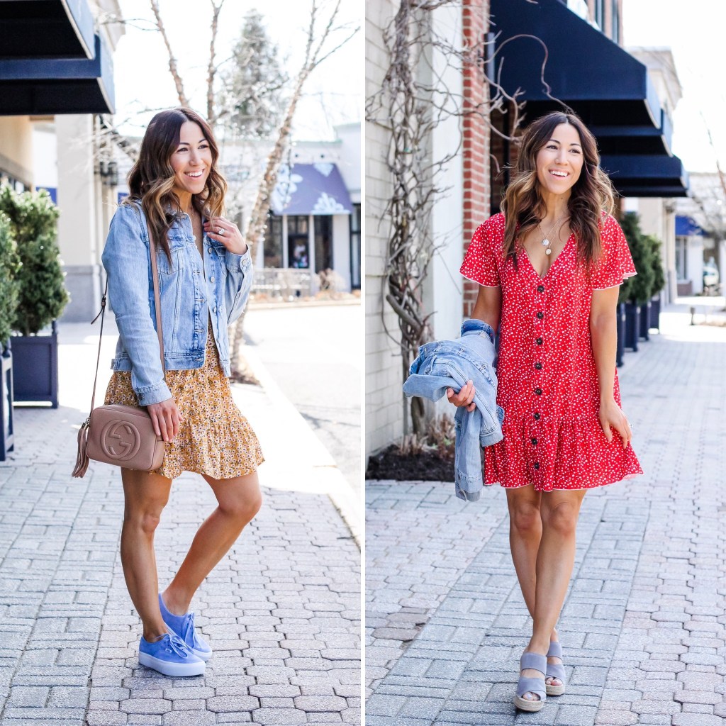 Cute Floral Dresses from Goodnight Macaroon by top US fashion blog, House of Leo Blog, image of wearing spring floral dresses from Goodnight Macaroon